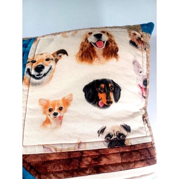 LikeNew Handmade Quilted Vintage 15"x15" Pillow With Funny Cats & Dogs Prints - Picture 5 of 8